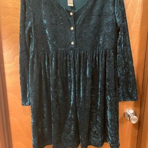Emerald Green Crushed Velvet Dress